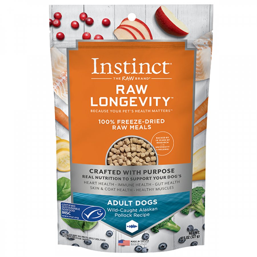 *S.O. - Up to 3 Week Wait* Instinct - Raw Longevity FD Meals POLLOCK Dog Food - 127GM (4.5oz)