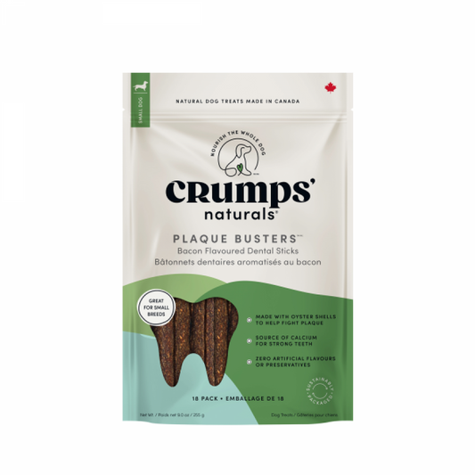 LocalID_61491 Crumps' Naturals - Dog Plaque Busters with BACON Dog Treat - 9CM (3.5in) - 255GM (9oz) - 18PK