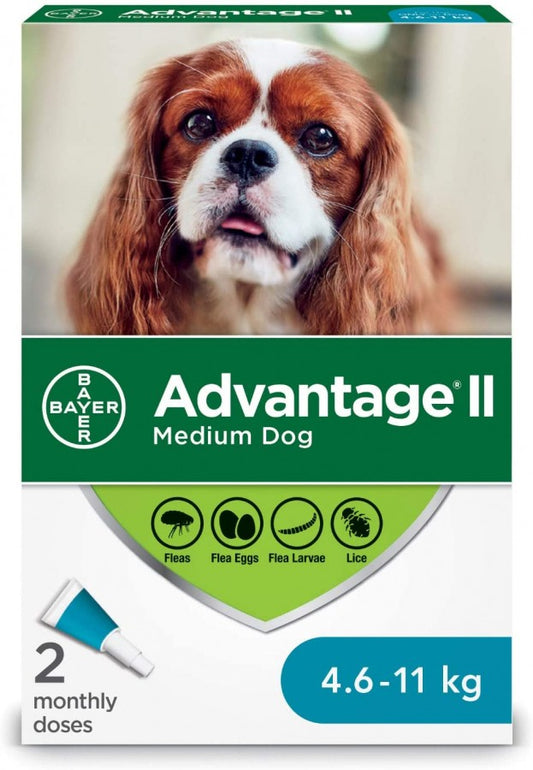 Bayer - K9 Advantage® II Medium Dog Once-A-Month Topical Flea Treatment - 4.6 to 11KG - 2 Doses