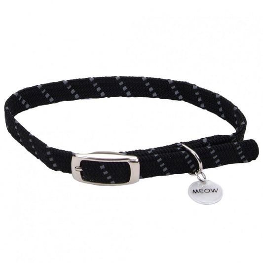 *DISC* Coastal - ElastaCat Reflective Safety Collar - BLACK - 1 x 25.4CM (3/8x10in)