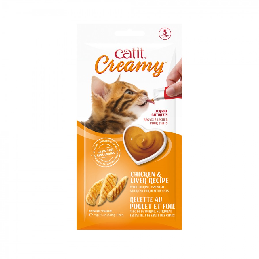 Catit - Creamy Lickable Cat Treat - CHICKEN & LIVER Flavour - 15GM (0.5oz) - 5PK