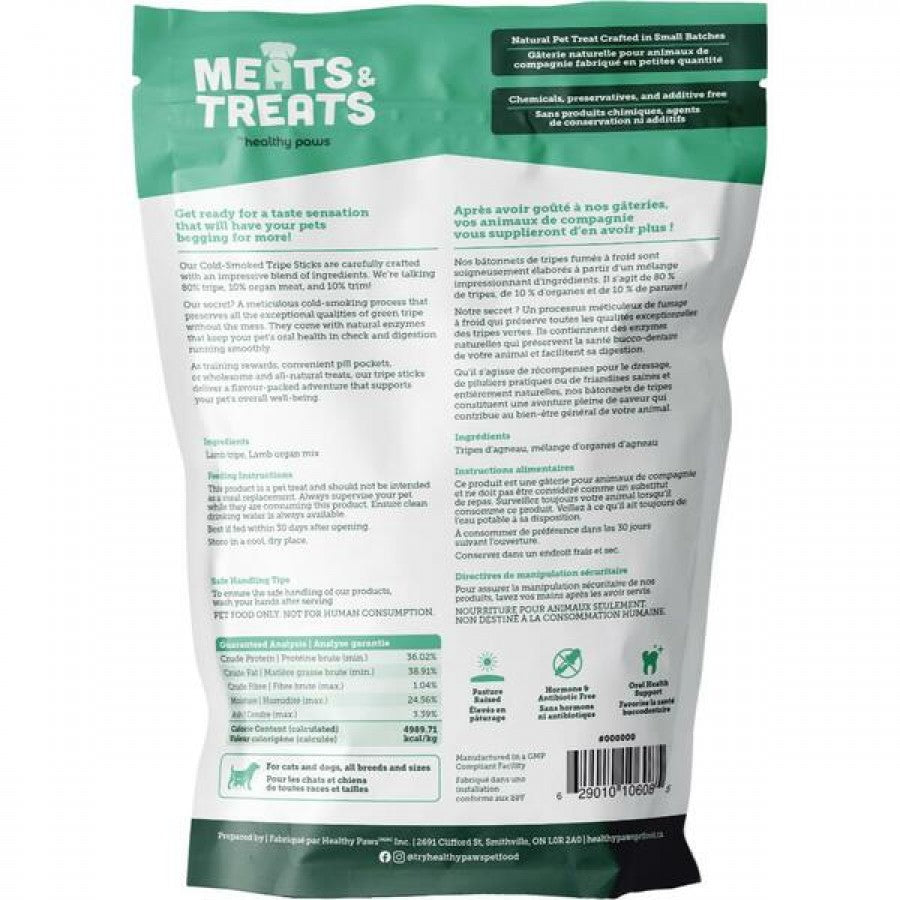 LocalID_70800 Healthy Paws - Cold Smoked Tripe Sticks LAMB Dog Treat - 8PK