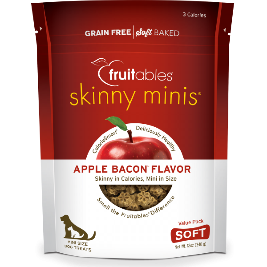 Fruitables - Skinny Minis APPLE BACON Chewy Dog Treats - 340GM (12oz)