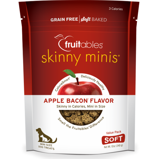 Fruitables - Skinny Minis APPLE BACON Chewy Dog Treats - 340GM (12oz)