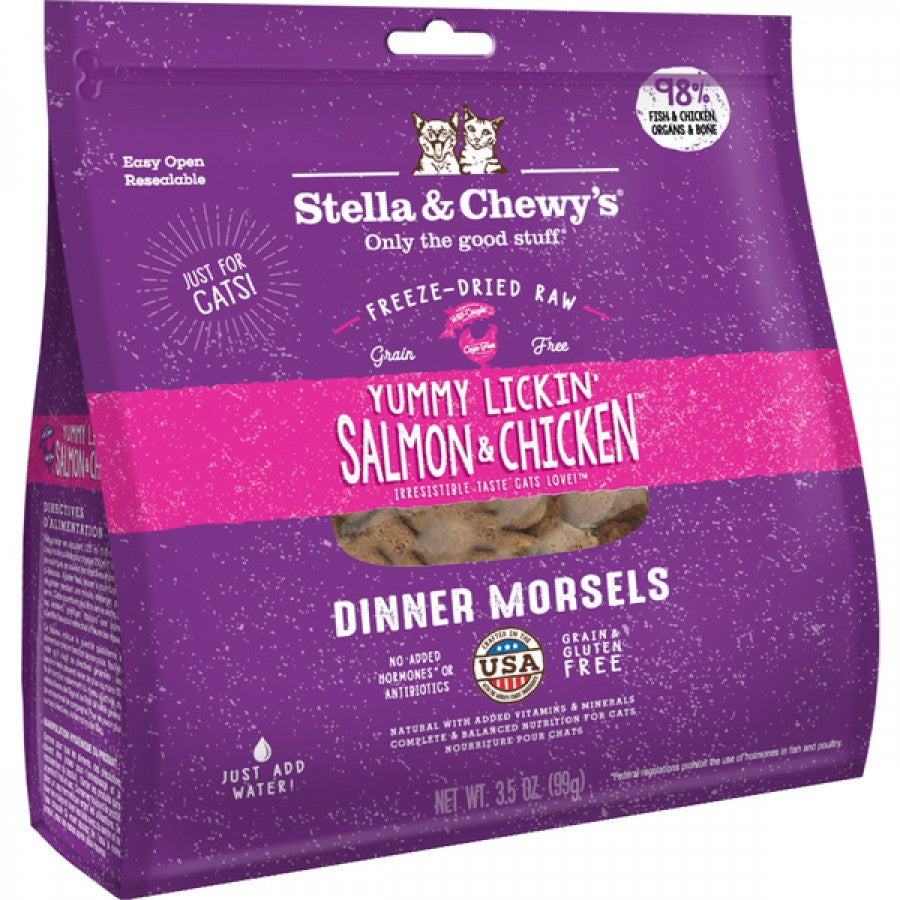 *S.O. - Up to 2 Week Wait* Stella & Chewy's - Freeze Dried Yummy Lickin' SALMON & CHICKEN Cat Food - 99GM (3.5oz)