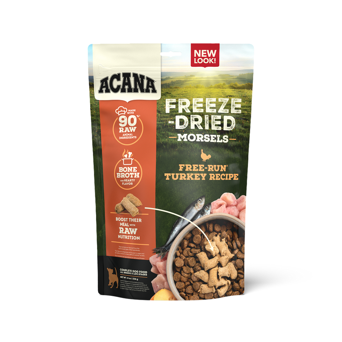 Champion Foods, Acana Freeze Dried Morsels FREE-RUN TURKEY Dog Food, 227GM (8oz)