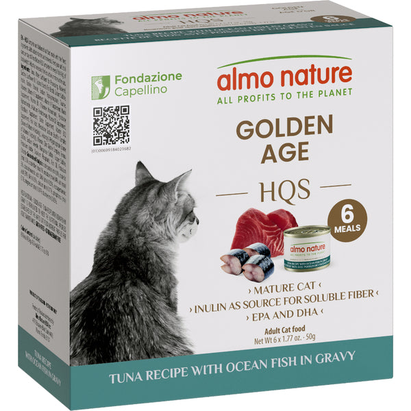 Almo Nature - Golden Age TUNA with OCEAN FISH & GRAVY Wet Cat Food - 50GM (1.77oz) - 6PK