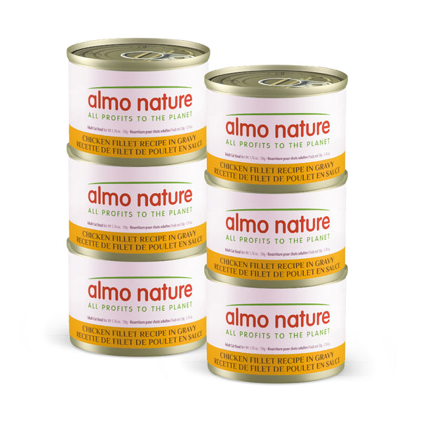 Almo Nature - Skin & Coat CHICKEN Fillet & GRAVY Wet Cat Food - 50GM (1.77oz) - 6PK