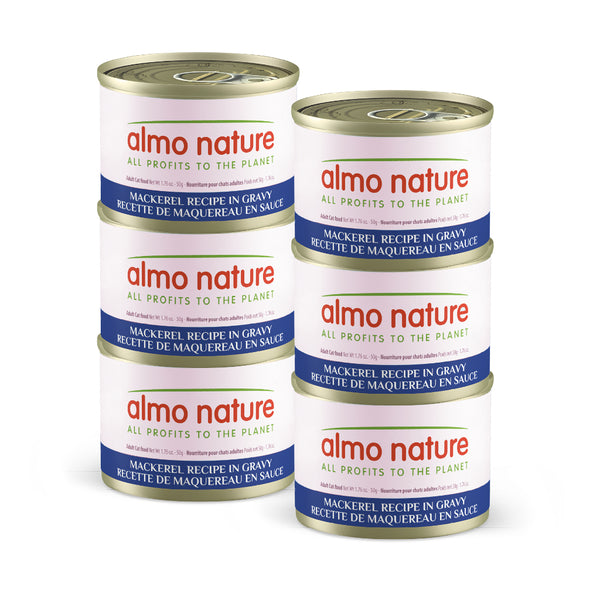 Almo Nature - Skin & Coat MACKEREL & GRAVY Wet Cat Food - 50GM (1.77oz) - 6PK