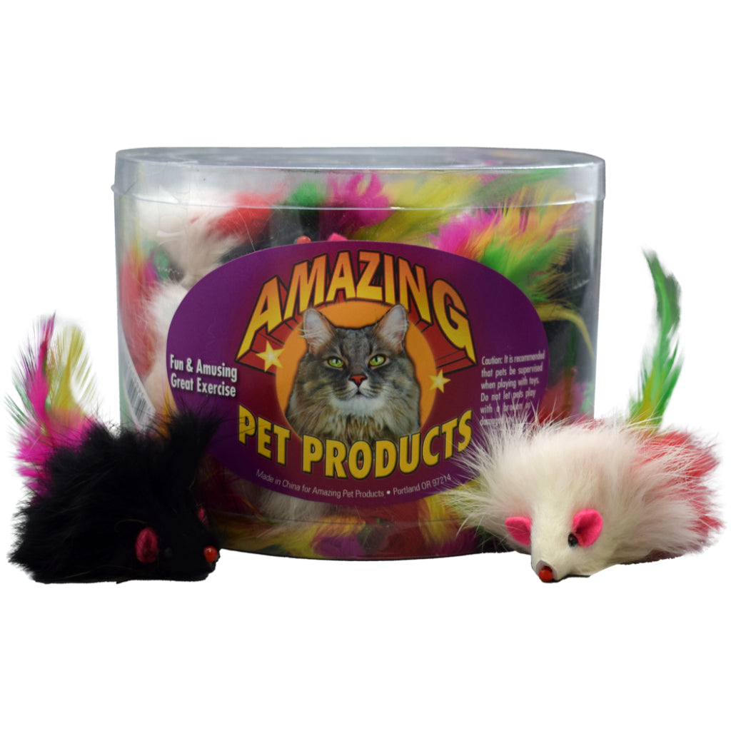 *DISC* Amazing Pet - Cozy Mouse with Feather Tail Cat Toy - 14CM (5.5in) (BULK)