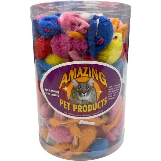 Amazing Pet - Mouse with Rattle Cat Toy - ASSORTED COLOURS - (BULK)