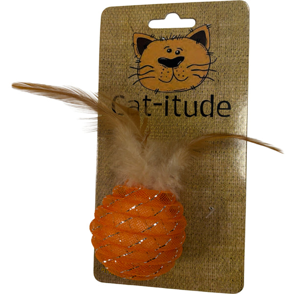 Amazing Pet - Pipe Ball with Rattle & Feather Cat Toy - 2PK