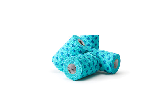 Andover - PowerFlex No-Chew Bandage Wrap - BLUE STARS - 4in x 5yards