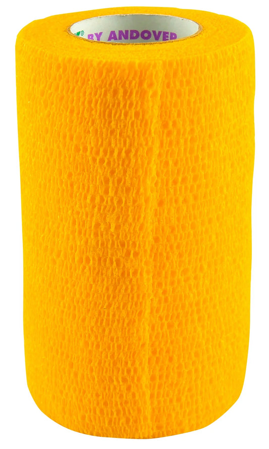 Andover - PowerFlex No-Chew Bandage Wrap - YELLOW - 4in x 5yards