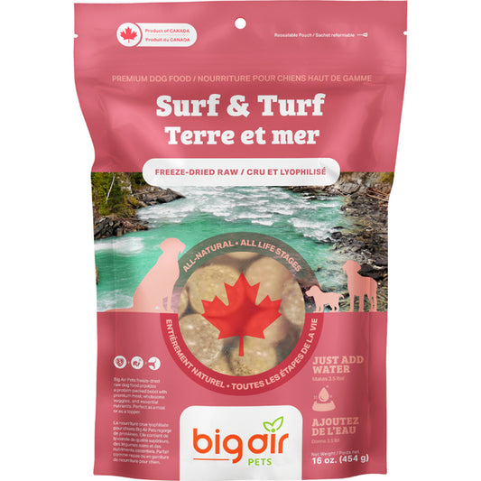 Big Air Pets - Freeze-Dried Raw SURF & TURF Dog Food - 454GM (16oz)