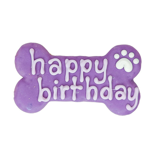 Bosco and Roxy's - HAPPY BIRTHDAY BONE Dog Treat - VIOLET - 15CM (6in) (BULK)