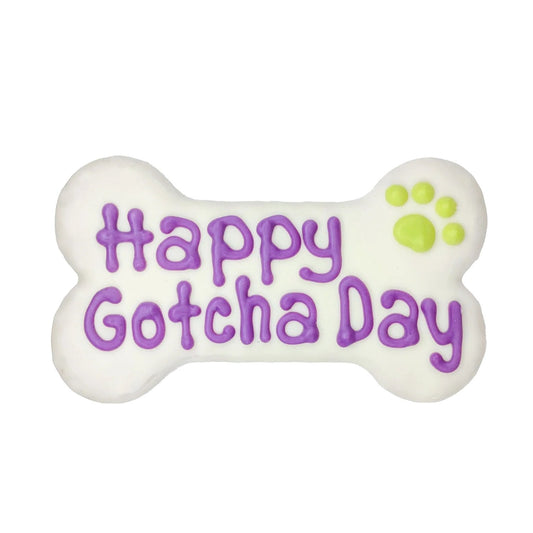 Bosco and Roxy's - HAPPY GOTCHA DAY BONE Dog Treat - WHITE - 15CM (6in) (BULK)