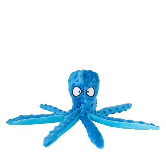 Brookbrand Pets - Octopus Crunchy Squeaker Dog Toy - BLUE - 31.5CM (12.5in)