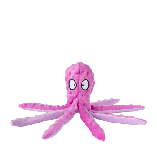 Brookbrand Pets - Octopus Crunchy Squeaker Dog Toy - PINK - 31.5CM (12.5in)