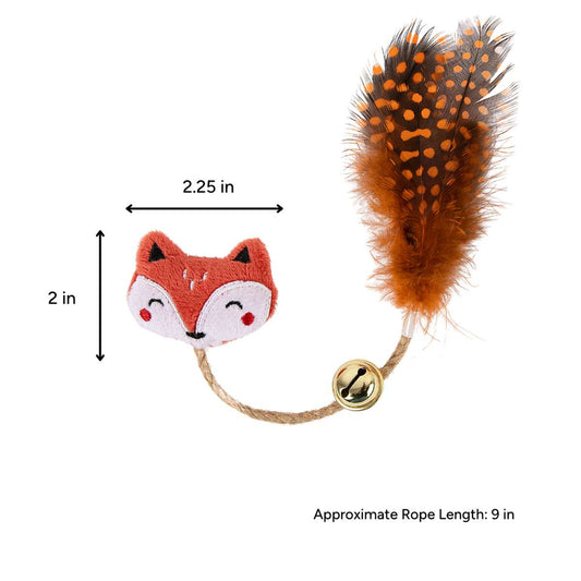 Brookbrand Pets - Fox Rope Bell Cat Toy - ORANGE - 5CM (2in)