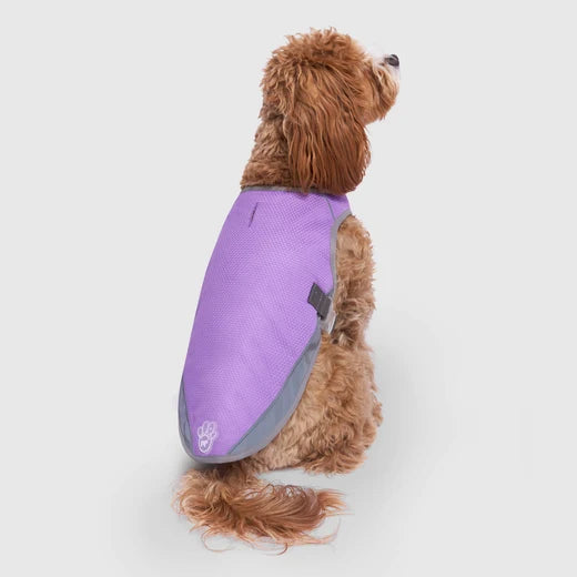 *DISC* Canada Pooch - Chill Seeker Cooling Vest Wet Reveal - PURPLE SMILEY - Size 18