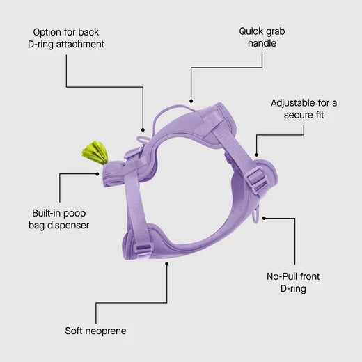 *DISC* Canada Pooch - Core Everything Harness with Poop Bag Dispenser - LAVENDER - SMALL