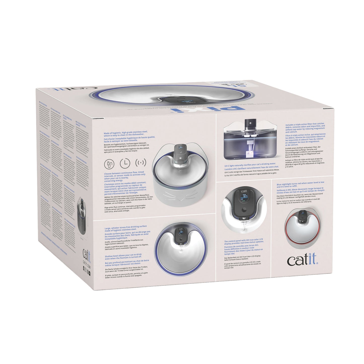 Catit - PIXI Cordless Stainless Steel UV-C Drinking Fountain - 5L (1.3gal)