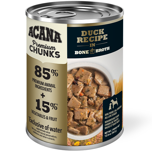 Champion Foods - Acana - Premium Chunks DUCK Recipe in Bone Broth Wet Dog Food - 363GM (12.8oz)
