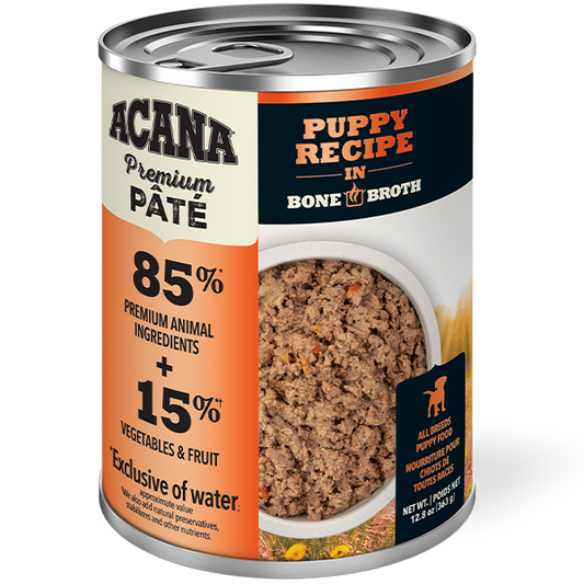 *S.O. - Up to 2 Week Wait* Champion Foods - Acana - Premium Pate PUPPY Recipe in Bone Broth Wet Dog Food - 363GM (12.8oz)