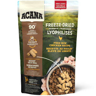 *S.O. - Up to 2 Weeks Wait* Champion Foods - Acana Freeze Dried Morsels FREE-RUN CHICKEN Dog Food - 227GM (8oz)