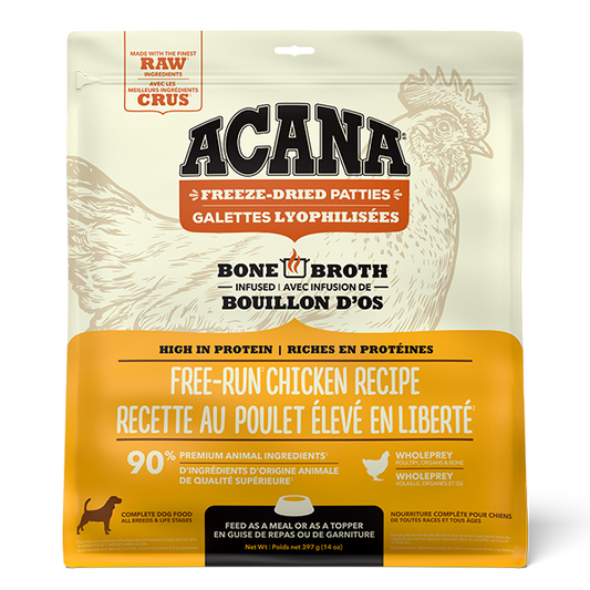 Champion Foods - Acana Freeze Dried Patties FREE-RUN CHICKEN Dog Food - 397GM (14oz)