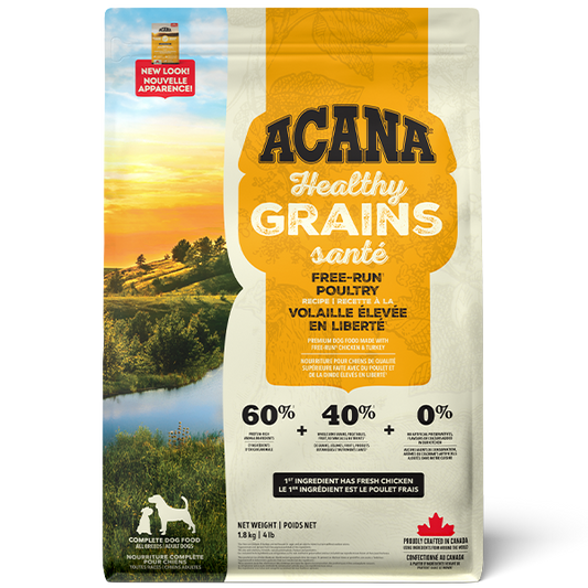 Champion Foods - Acana HEALTHY GRAINS - FREE-RUN POULTRY recipe Dry Dog Food - 1.8KG (4lb)