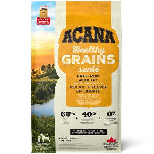 Champion Foods - Acana HEALTHY GRAINS - FREE-RUN POULTRY recipe Dry Dog Food - 10.2KG (22.5lb)