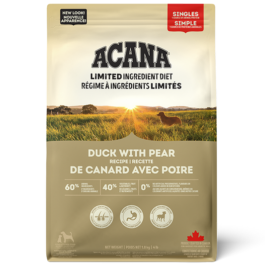 Champion Foods - Acana LID DUCK WITH PEAR RECIPE Dry Dog Food - 1.8KG (4lb)