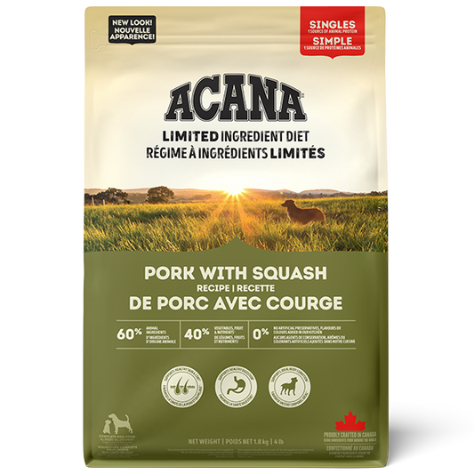 Champion Foods - Acana LID PORK WITH SQUASH RECIPE Dry Dog Food - 1.8KG (4lb)
