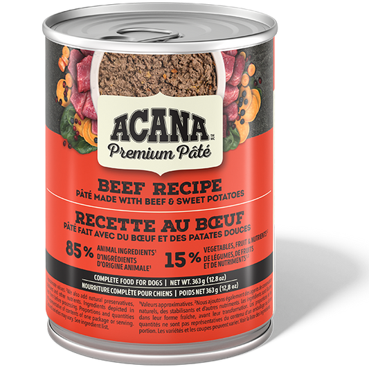 Champion Foods - Acana - Premium Pate BEEF Recipe in Bone Broth Wet Dog Food - 363GM (12.8oz)