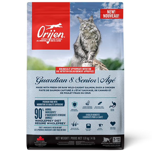 *S.O. - Up to 2 Week Wait* Champion Foods - Orijen GAURDIAN 8 SENIOR Dry Cat Food - 1.8KG (4lb)