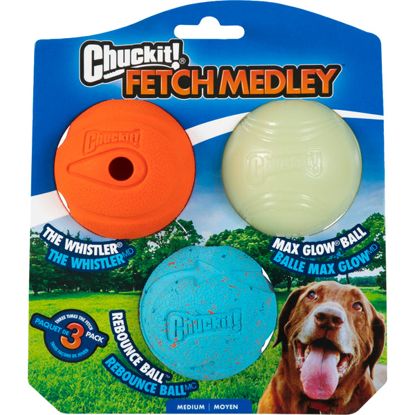 *S.O. - Up to 2 Week Wait* Chuckit! - Fetch Medley Dog Toy - MEDIUM - 25.5CM (10.1in) - 3PK