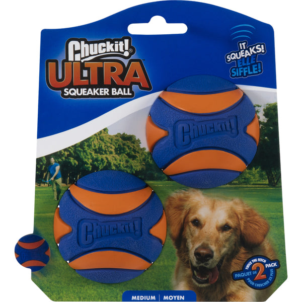 Chuckit! - Ultra Squeaker Ball Dog Toy - MEDIUM - 6.5CM (2.5in) - 2PK