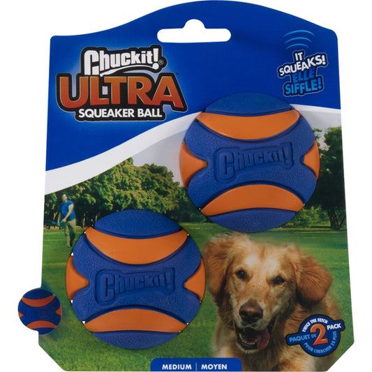 Chuckit! - Ultra Squeaker Ball Dog Toy - MEDIUM - 6.5CM (2.5in) - 2PK