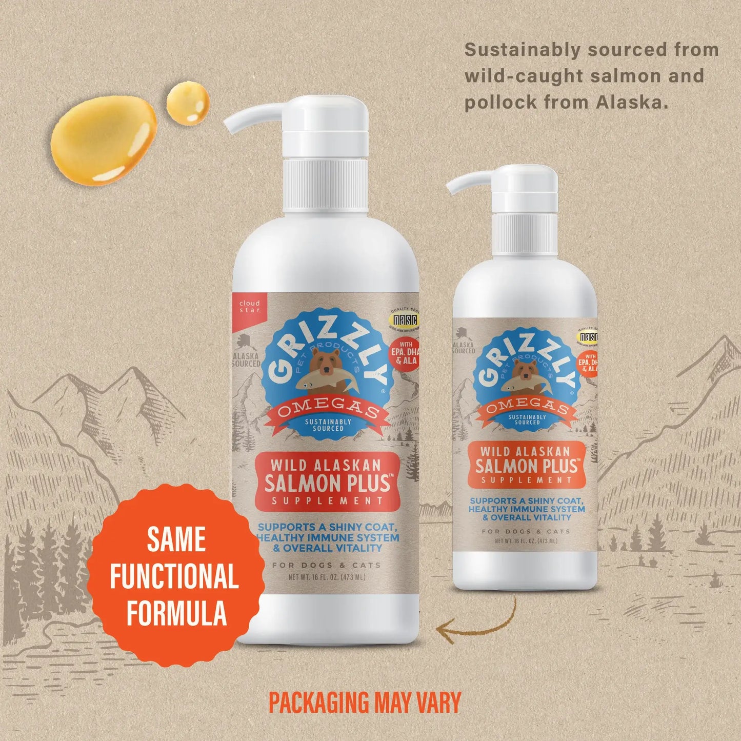 Cloud Star - Grizzly Salmon Plus Oil Liquid Supplement - 473ML (16oz)