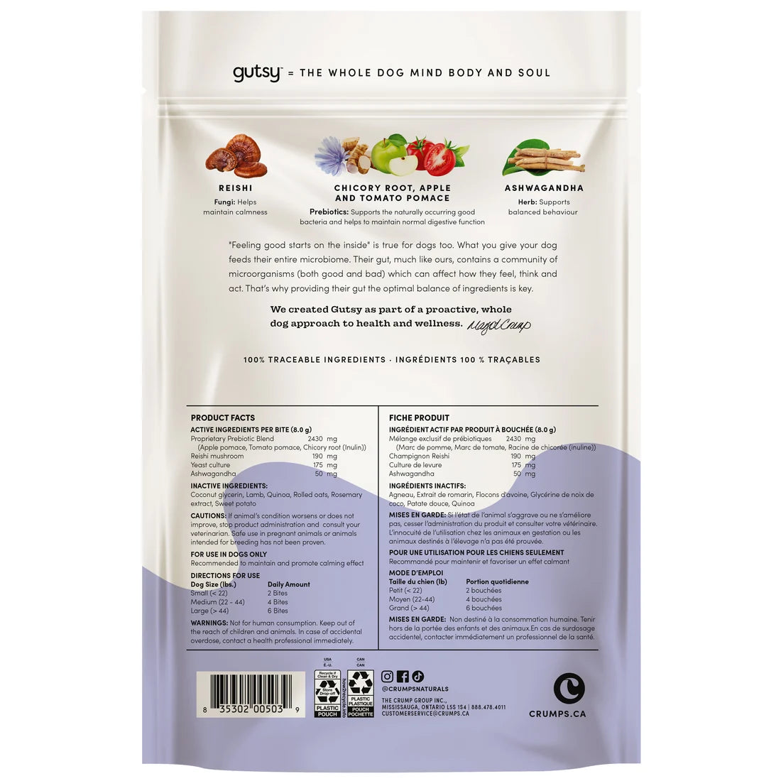 Crumps' Naturals - Gutsy CALM Bites Dog Treat - 130GM (4.6oz)