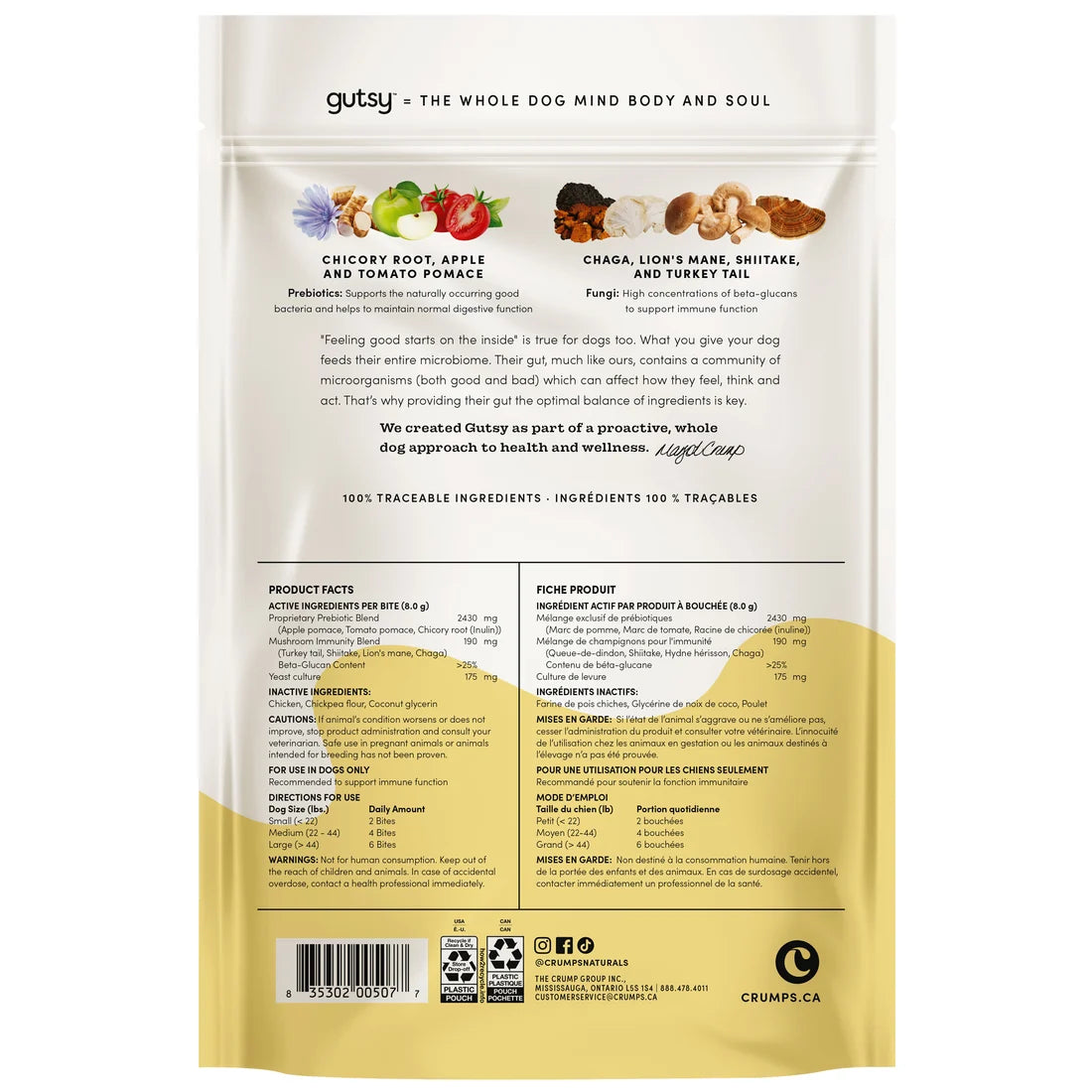 Crumps' Naturals - Gutsy IMMUNE Bites Dog Treat - 130GM (4.6oz)