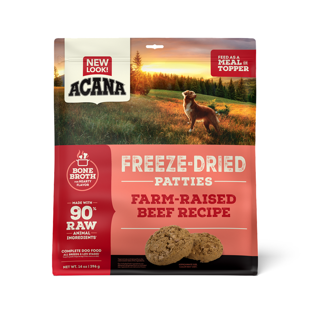 Champion Foods, Acana Freeze Dried Patties RANCH-RAISED BEEF Dog Food, 397GM (14oz)