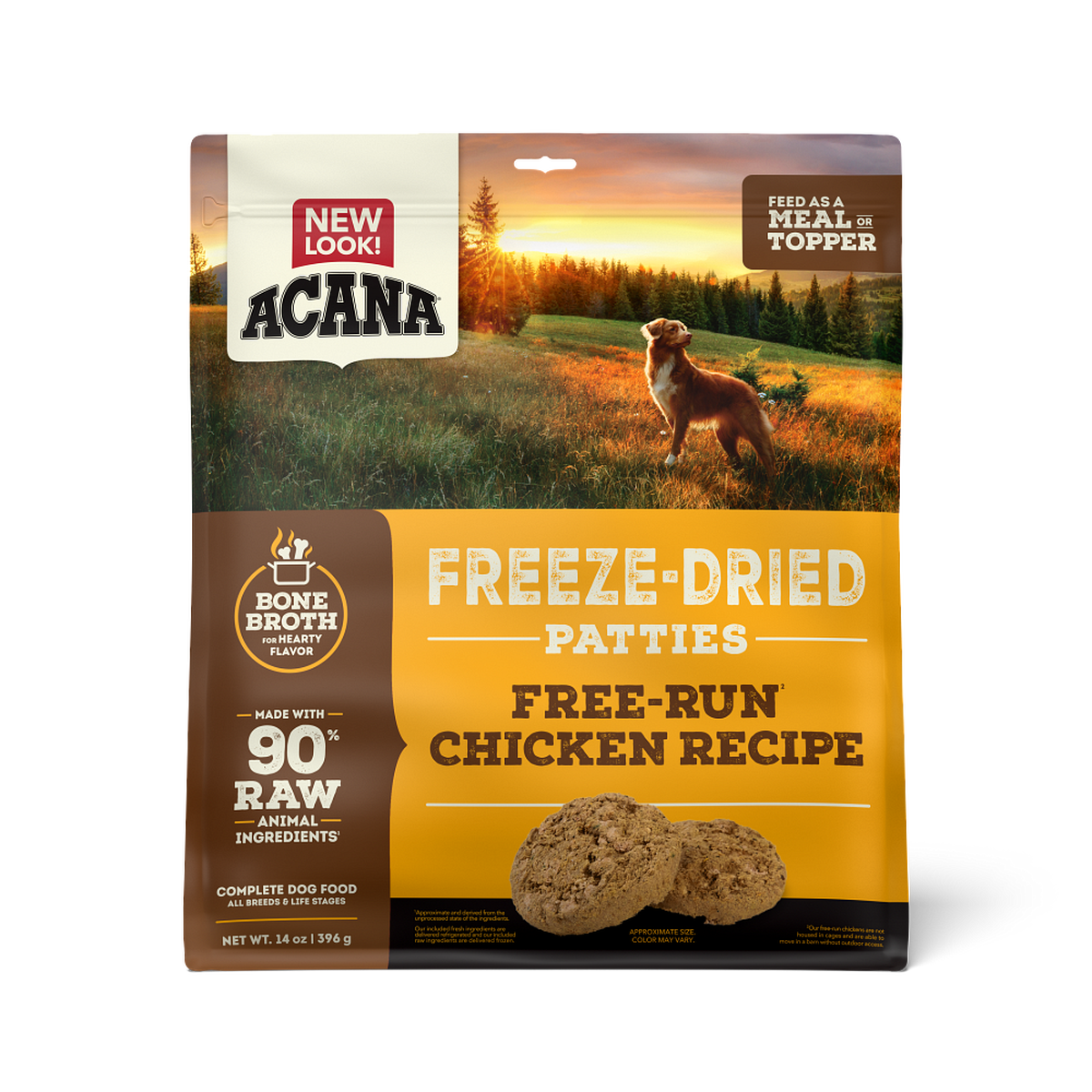 Champion Foods, Acana Freeze Dried Patties FREE-RUN CHICKEN Dog Food, 397GM (14oz)