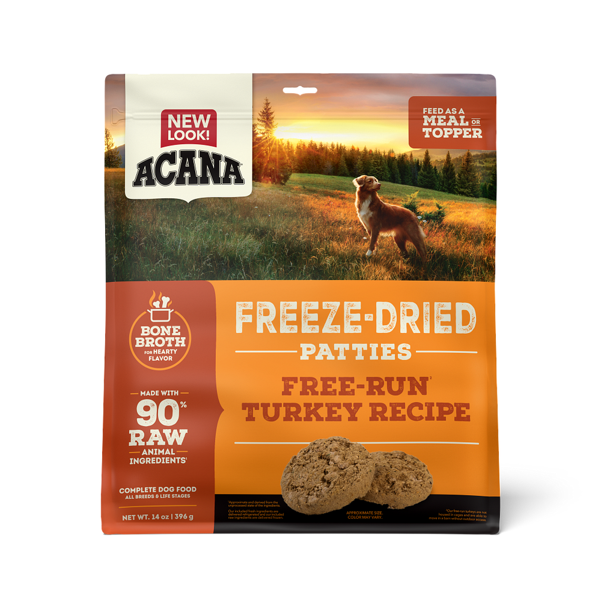 Champion Foods, Acana Freeze Dried Patties FREE-RUN TURKEY Dog Food, 397GM (14oz)