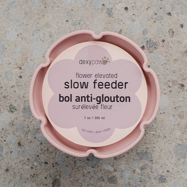 *PREORDER* Dexypaws - Cat Elevated Slow Feeder Flower Dish - BLUSH PINK - 205ML (7oz)