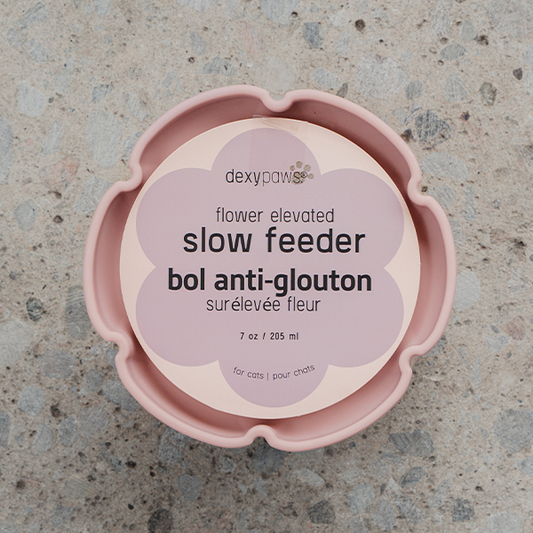 *PREORDER* Dexypaws - Cat Elevated Slow Feeder Flower Dish - BLUSH PINK - 205ML (7oz)