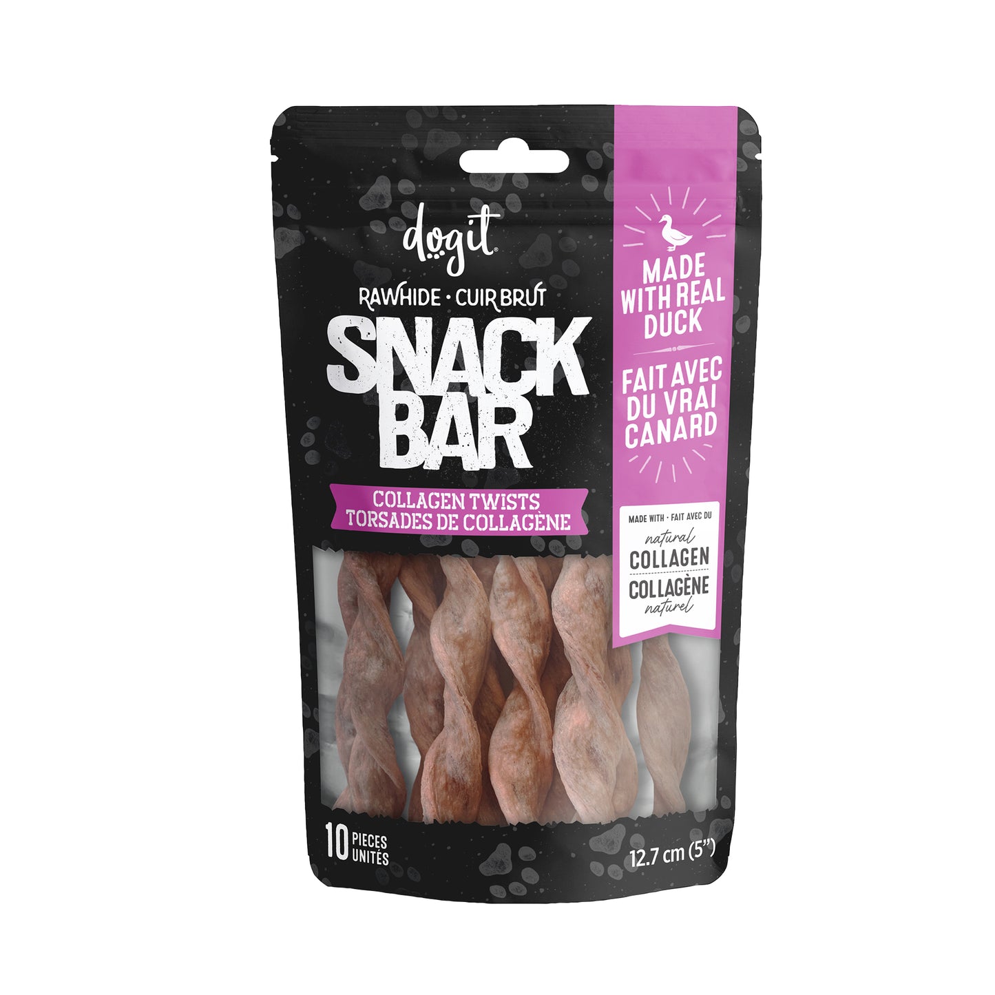 Dogit - SnackBar DUCK Collagen Twists Dog Chew- 12.7CM (5in) - 100GM (3.5oz) - 10PK
