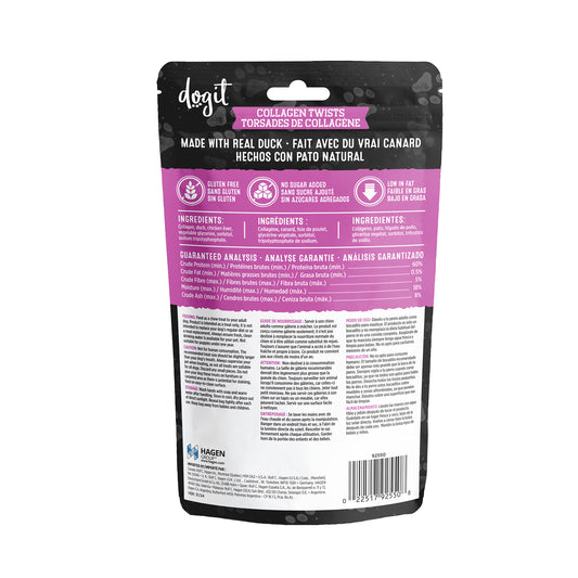 Dogit - SnackBar DUCK Collagen Twists Dog Chew- 12.7CM (5in) - 100GM (3.5oz) - 10PK